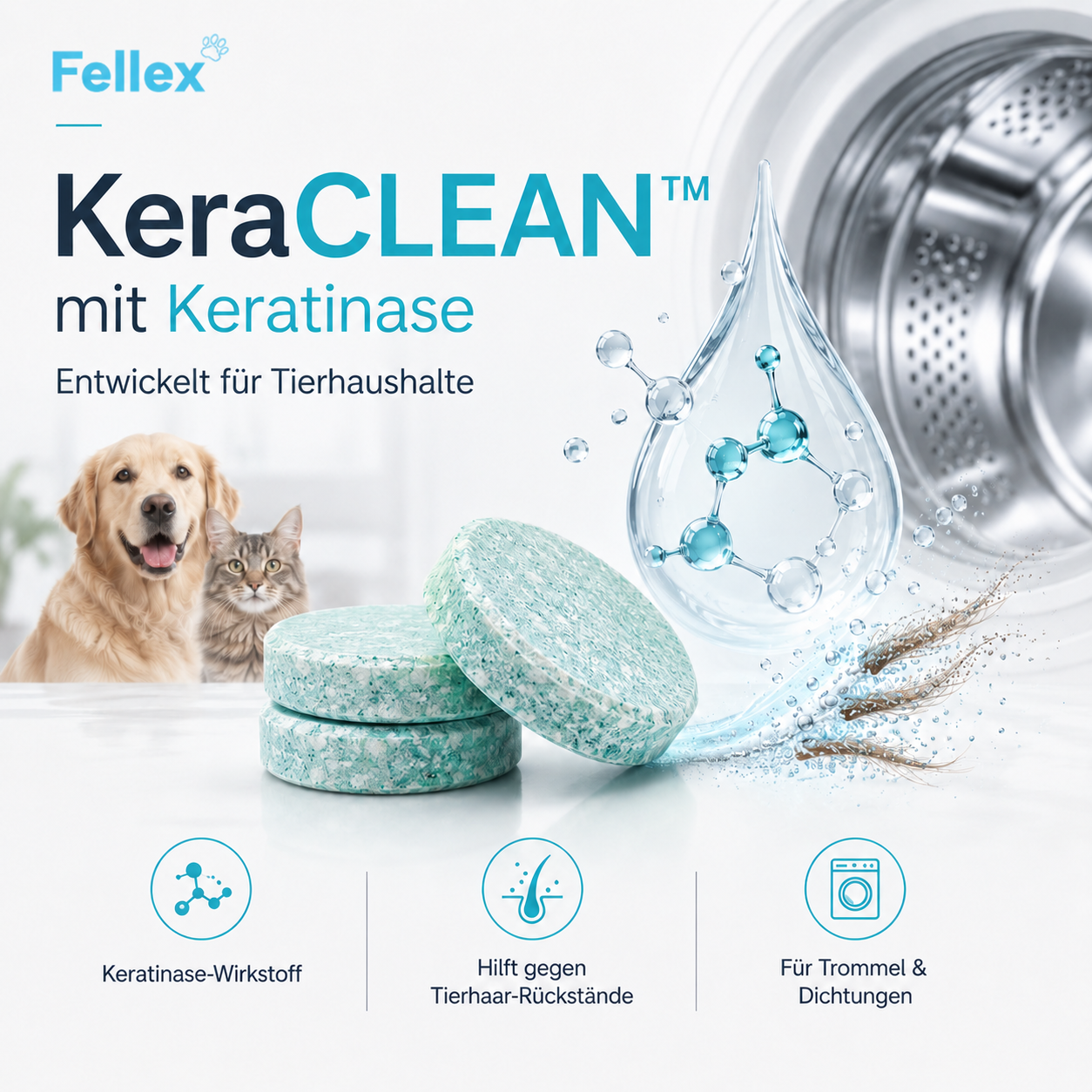 Fellex™  Waschmaschinenreiniger gegen Tierhaare & Gerüche